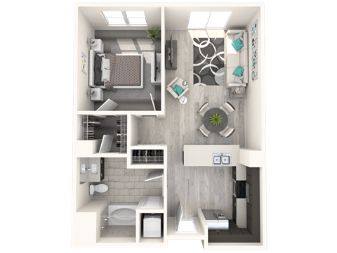 The Mercer Apartments Burbank West One Bedroom One Bathroom Floor Plan